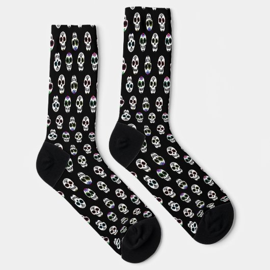 Sugar Skull Muster Halloween Socken (Rechts)