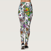 Sugar Skull Muster Ladys Leggings (Rückseite)