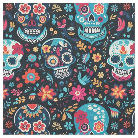 Sugar Skull Muster nahtlos Cinco De Mayo Stoff (Nahaufnahme)