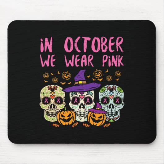 Sugar Skull October Pink Breast Cancer Awareness H Mousepad (Vorne)