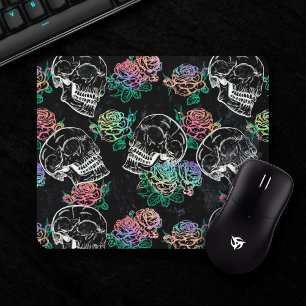 Sugar Skull Ombre Rose Girly Pastel Grunge Glam Mousepad