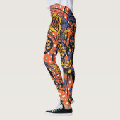 Sugar Skull Orange Lila Polka Dot Leggings (Links)