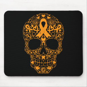 Sugar Skull Orange Ribbon Leukämie Krebsvorwarene Mousepad