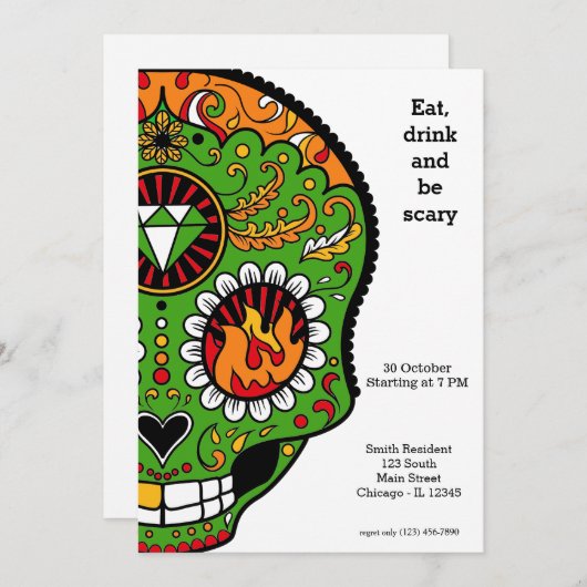 Sugar Skull Party Einladung (Vorne/Hinten)
