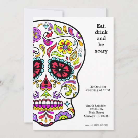 Sugar Skull Party Einladung (Vorderseite)