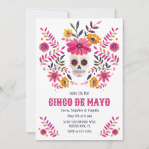 Sugar Skull Pink Folk Blume Cinco de Mayo Fiesta