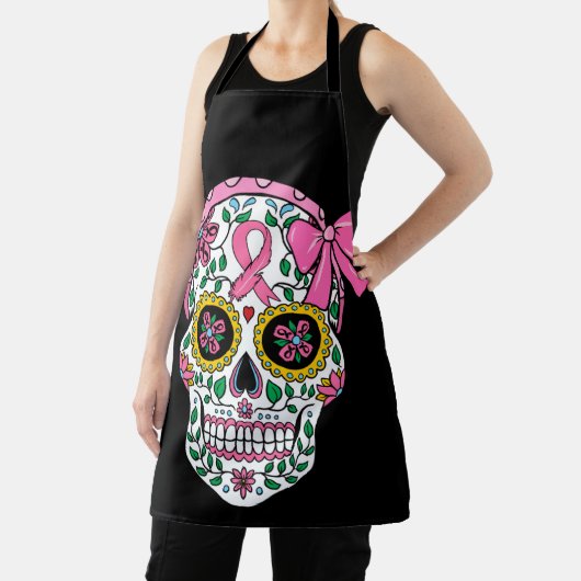 Sugar Skull Pink Ribbon Calavera Breast Cancer Schürze (InSitu)