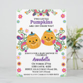 Sugar Skull Pumpkin Boy und Girl Twins Einladung (Stehend Vorderseite)