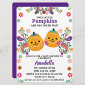 Sugar Skull Pumpkin Boy und Girl Twins Einladung (Vorne/Hinten)