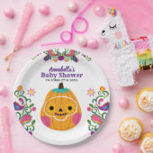 Sugar Skull Pumpkin & Paisley Pattern Kinderdusche Pappteller (Party)