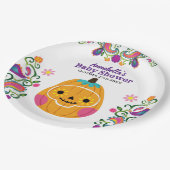 Sugar Skull Pumpkin & Paisley Pattern Kinderdusche Pappteller (Schrägansicht)