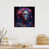 Sugar Skull Robotic Frauentag der Toten Poster (Küche)