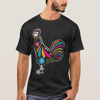 Sugar Skull Rooster Dia De Los Muertos Halloween T T-Shirt