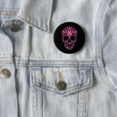 Sugar Skull Rosa Ribbon Calavera Brustkrebs Awa Button (Beispiel)