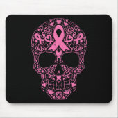Sugar Skull Rosa Ribbon Calavera Brustkrebs Awa Mousepad (Vorne)