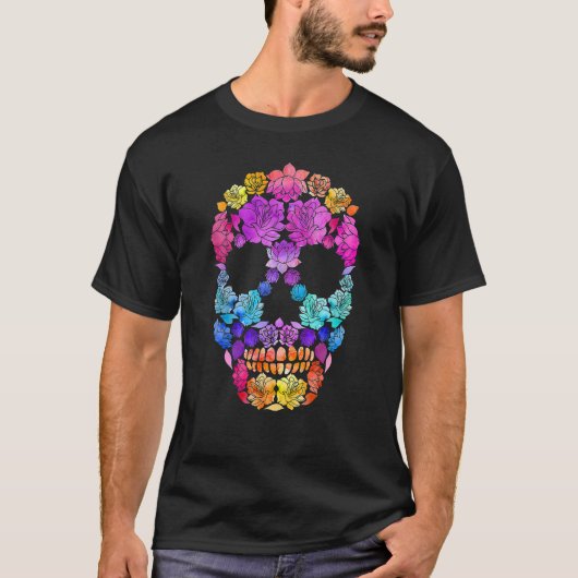 Sugar Skull Rose Flowers Flower Gothic Mycologist  T-Shirt (Vorderseite)