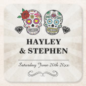 Sugar Skull Rustic Untersetzer Place Wedding Party (Vorderseite)