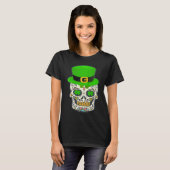 Sugar Skull Saint Patricks Day Of Dead Lucky Hallo T-Shirt (Vorne ganz)