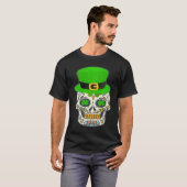 Sugar Skull Saint Patricks Day Of Dead Lucky Hallo T-Shirt (Vorne ganz)