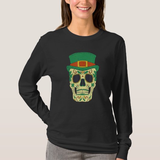 Sugar Skull Saint Patricks Day of Dead Mexican Men T-Shirt (Vorderseite)