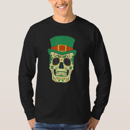 Sugar Skull Saint Patricks Day of Dead Mexican Men T-Shirt (Vorderseite)