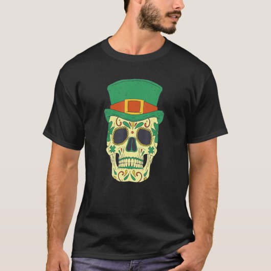 Sugar Skull Saint Patricks Day of Dead Mexican Men T-Shirt (Vorderseite)