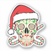 Sugar Skull Santa Aufkleber (Vorderseite)
