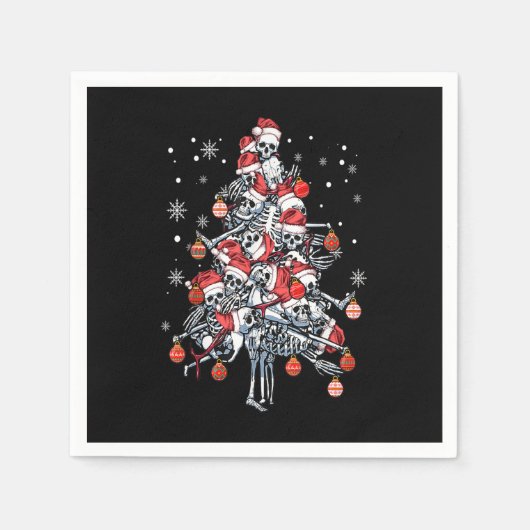Sugar Skull Santa Hat Christmas Tree Funny Xmas Serviette (Vorderseite)