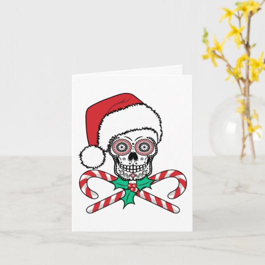 Sugar Skull Santa Karte (Gelbe Blume)