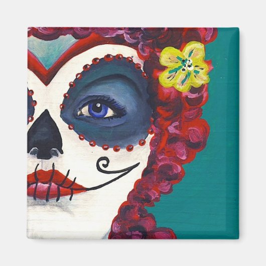 Sugar Skull Schönheit Magnet (Vorne)