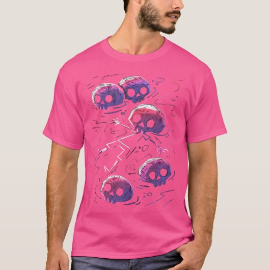 Sugar Skull Schwimmen Skelett Gothic Emo Punk Art T-Shirt (Vorderseite)
