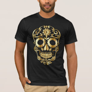 SUGAR SKULL SHINY GOLD T - SHIRT