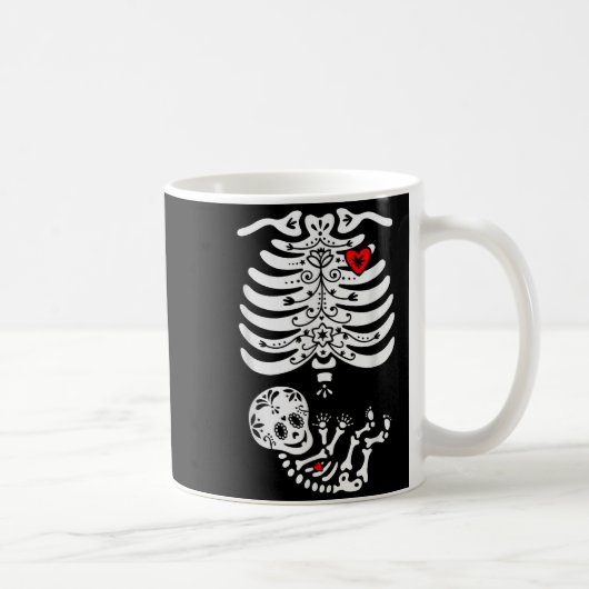 Sugar Skull Skeleton Halloween Pregnancy Annouceme Kaffeetasse (Rechts)