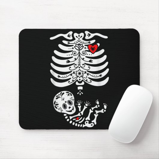 Sugar Skull Skeleton Halloween Pregnancy Annouceme Mousepad (Mit Mouse)