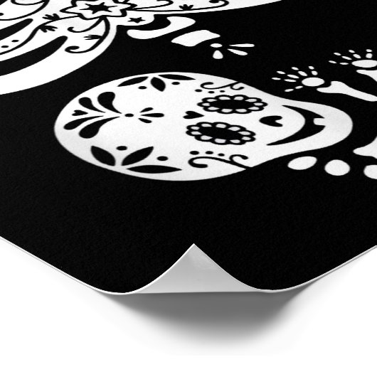 Sugar Skull Skeleton Halloween Pregnancy Annouceme Poster (Ecke)