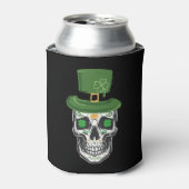 Sugar Skull St Patrick Day Leprechaun Kleeblatt Dosenkühler (Kanne Vorderseite)