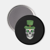 Sugar Skull St Patrick Day Leprechaun Kleeblatt Magnet (Vorderseite/Rückseite)