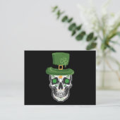 Sugar Skull St Patrick Day Leprechaun Kleeblatt Postkarte (Stehend Vorderseite)