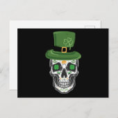 Sugar Skull St Patrick Day Leprechaun Kleeblatt Postkarte (Vorne/Hinten)
