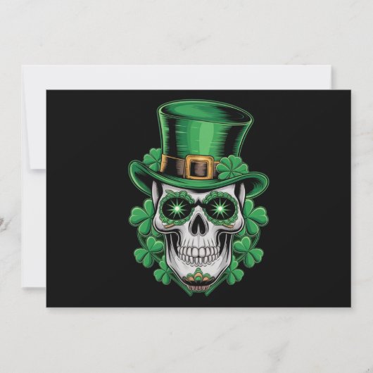 Sugar Skull St Patrick Day Lucky Kleeblatt Einladung (Vorderseite)