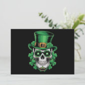 Sugar Skull St Patrick Day Lucky Kleeblatt Einladung (Stehend Vorderseite)