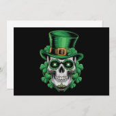 Sugar Skull St Patrick Day Lucky Kleeblatt Einladung (Vorne/Hinten)