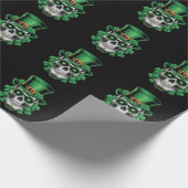 Sugar Skull St Patrick Day Lucky Kleeblatt Geschenkpapier (Ecke)