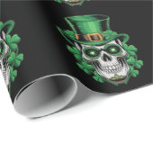Sugar Skull St Patrick Day Lucky Kleeblatt Geschenkpapier (Rolleneckpunkt)