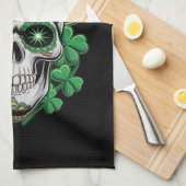 Sugar Skull St Patrick Day Lucky Kleeblatt Geschirrtuch (Viertel Falte)