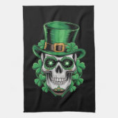 Sugar Skull St Patrick Day Lucky Kleeblatt Geschirrtuch (Vertikal)