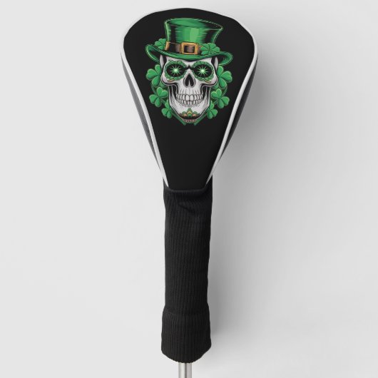 Sugar Skull St Patrick Day Lucky Kleeblatt Golf Headcover (Vorderseite)