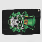Sugar Skull St Patrick Day Lucky Kleeblatt Golfhandtuch (Horizontal)