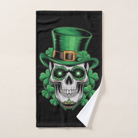 Sugar Skull St Patrick Day Lucky Kleeblatt Handtuch (Handtuch)