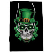 Sugar Skull St Patrick Day Lucky Kleeblatt Mittlere Geschenktüte (Vorderseite)